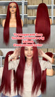 Luwelhair Tiktok version 24inch transparent lace 5x5 closure wig, burgundy color, video 140423